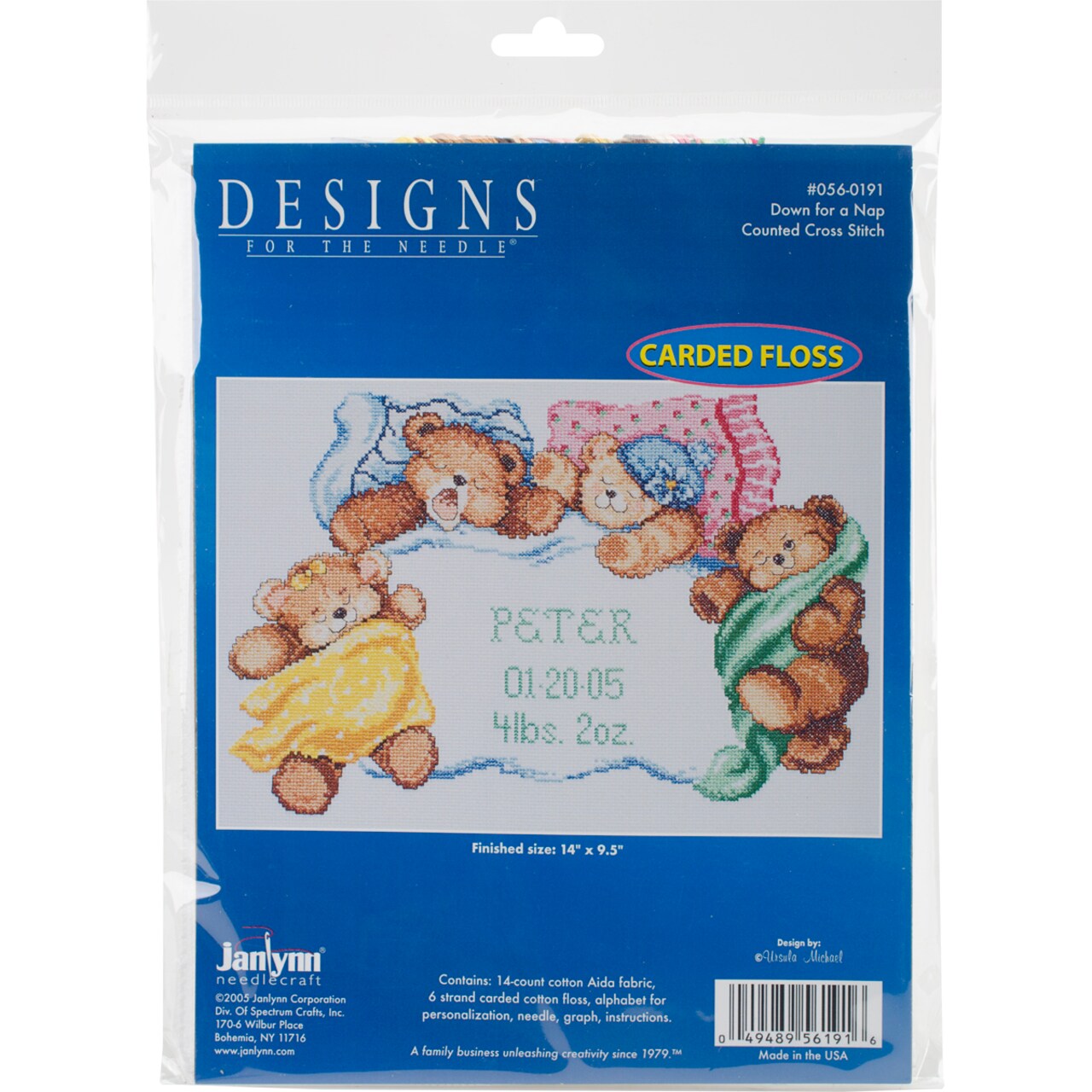 Janlynn Counted Cross Stitch Kit 14"X9.5"-Down For A Nap Sampler